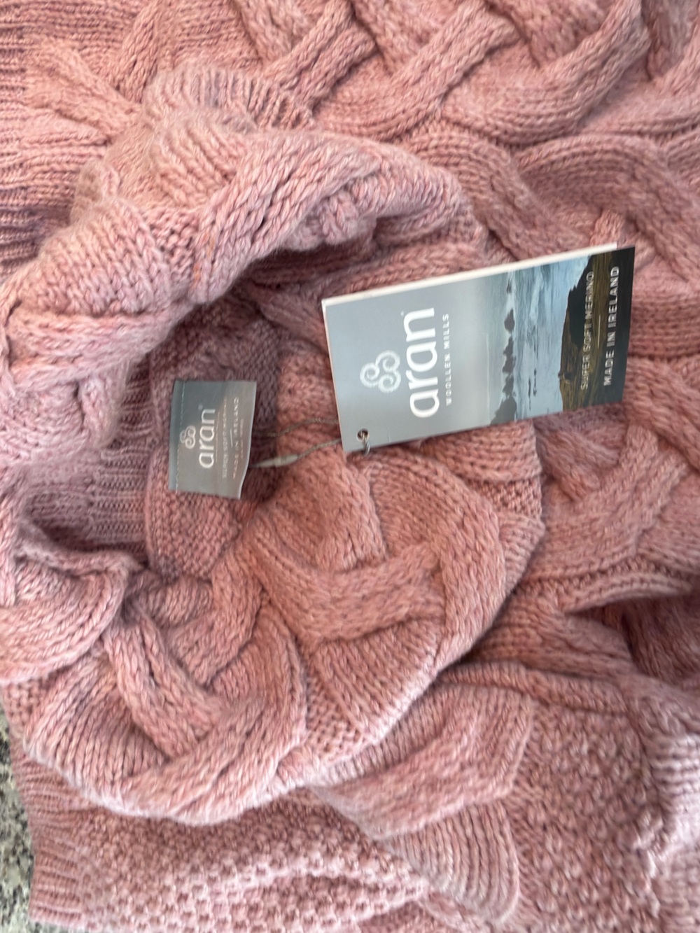 aran Cable-Knit Cowl Neck Sweater - Dusty Rose